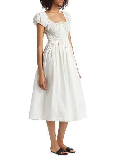 DÔEN Women's Quinn Cotton Shirred Midi-Dress - Salt - Size Small | Thumbnail 2 DÔEN Women's Quinn Cotton Shirred Midi-Dress - Salt - Size Small | Thumbnail 2