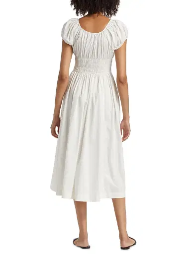 DÔEN Women's Quinn Cotton Shirred Midi-Dress - Salt - Size Small | Thumbnail 5 DÔEN Women's Quinn Cotton Shirred Midi-Dress - Salt - Size Small | Thumbnail 5