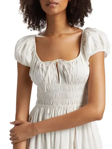 DÔEN Women's Quinn Cotton Shirred Midi-Dress - Salt - Size Small | Thumbnail 6 DÔEN Women's Quinn Cotton Shirred Midi-Dress - Salt - Size Small | Thumbnail 6