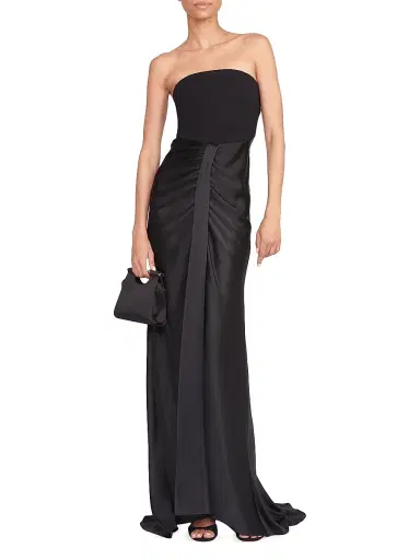 STAUD Women's Wayfaring Satin Maxi Dress - Black | Thumbnail 2