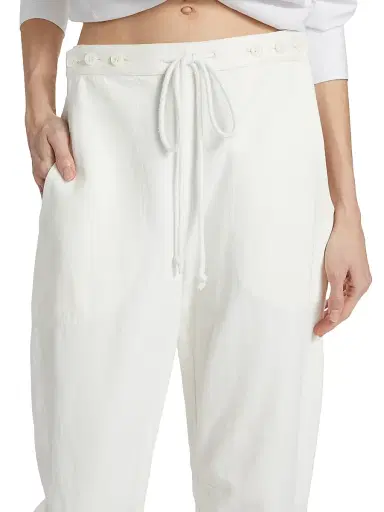 TWP Women's Jetties Beach Drawstring Denim Pants - White | Thumbnail 6