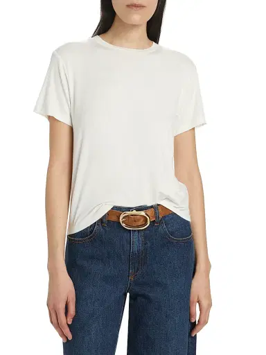 TWP Women's His Jersey Crewneck Tee - White - Size XL | Thumbnail 3