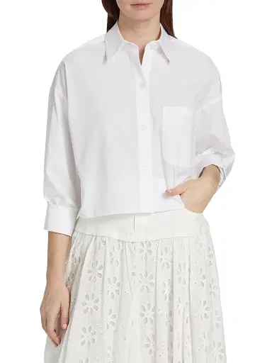 TWP Women's Soon To Be Ex Crop Shirt - White - Size Medium | Thumbnail 3