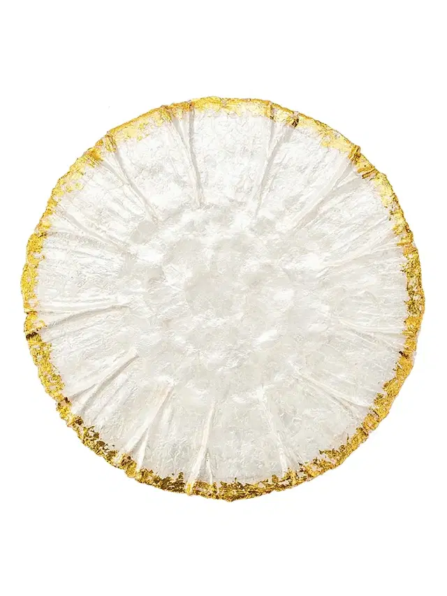 Gold Rimmed Shell Round Placemat - Gold