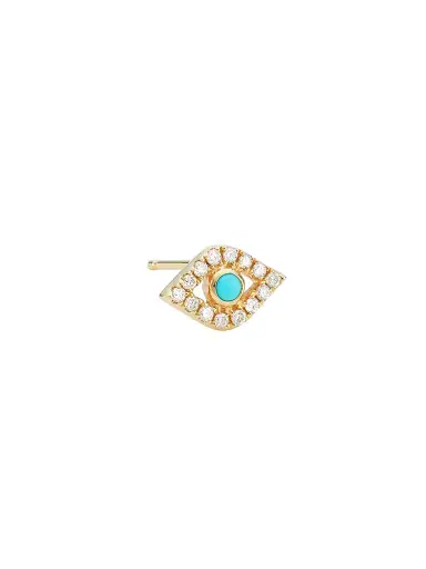 Sydney Evan Women's 14K Yellow Gold, Diamond, & Turquoise Evil-Eye Stud Earring | Thumbnail 1 Sydney Evan Women's 14K Yellow Gold, Diamond, & Turquoise Evil-Eye Stud Earring | Thumbnail 1