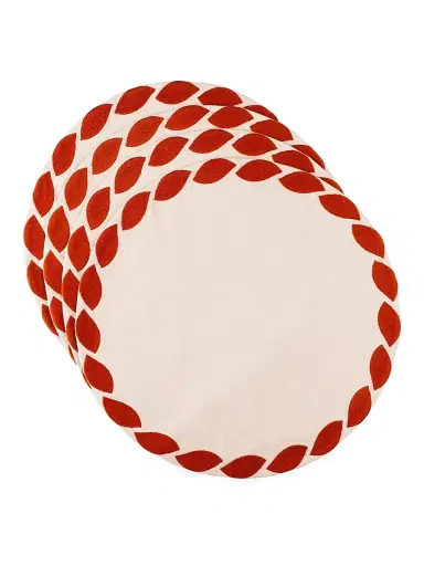 Misette Ribbon Weave Embroidered 4-Piece Linen Placemat Set | Thumbnail 1 Misette Ribbon Weave Embroidered 4-Piece Linen Placemat Set | Thumbnail 1