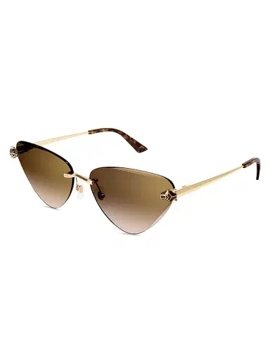 Cartier Women's Panthère Classic 24K Gold-Plated Cat-Eye Sunglasses - Gold Brown | Thumbnail 1 Cartier Women's Panthère Classic 24K Gold-Plated Cat-Eye Sunglasses - Gold Brown | Thumbnail 1