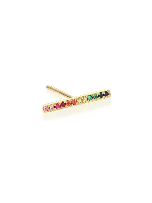 Women's Multicolor Sapphire & 14K Yellow Gold Single Bar Stud Earring - Gold Multi