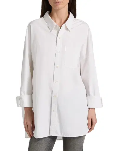 R13 Women's Drop Neck Oxford Shirt - White - Size Large | Thumbnail 3