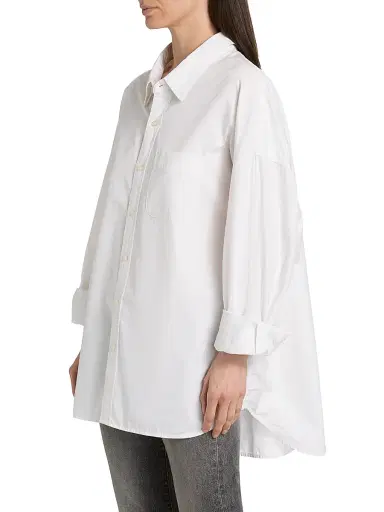 R13 Women's Drop Neck Oxford Shirt - White - Size Large | Thumbnail 4