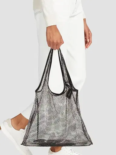 3.1 Phillip Lim Women's Crystal-Embellished Mesh Market Tote - Black | Thumbnail 2