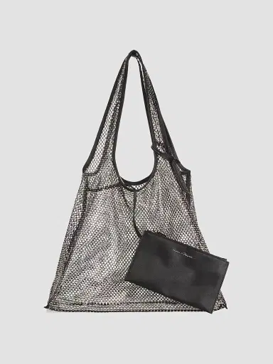 3.1 Phillip Lim Women's Crystal-Embellished Mesh Market Tote - Black | Thumbnail 4