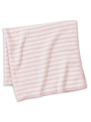 Sofia Cashmere Stripe Cashmere Blanket - Ivory Light Pink | Thumbnail 1