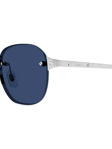 Cartier Men's Santos Classic 53MM Round Sunglasses - Silver Blue | Thumbnail 3