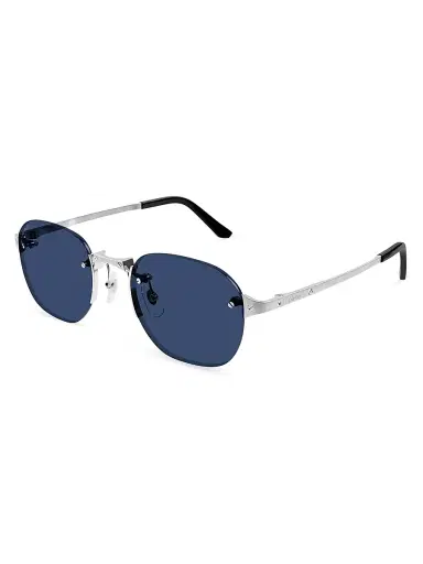 Cartier Men's Santos Classic 53MM Round Sunglasses - Silver Blue | Thumbnail 1