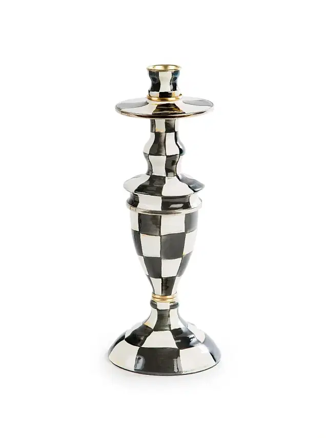 MacKenzie-Childs Courtly Check Medium Enamel Candlestick