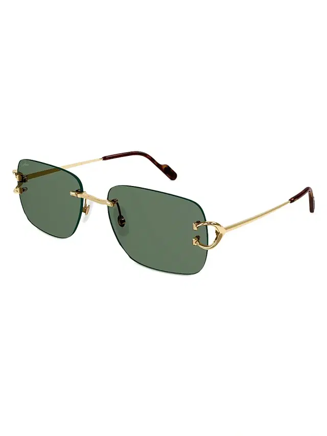 Cartier Men's C Décor 59 Square Rimless Sunglasses - Gold