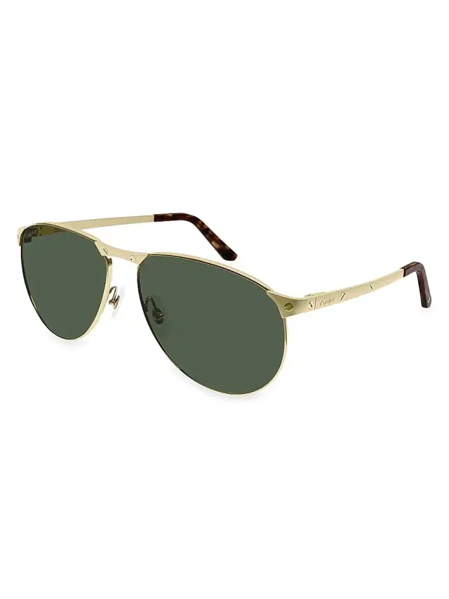 Men's Santos de 62MM Aviator Sunglasses - Gold Men's Santos de 62MM Aviator Sunglasses - Gold