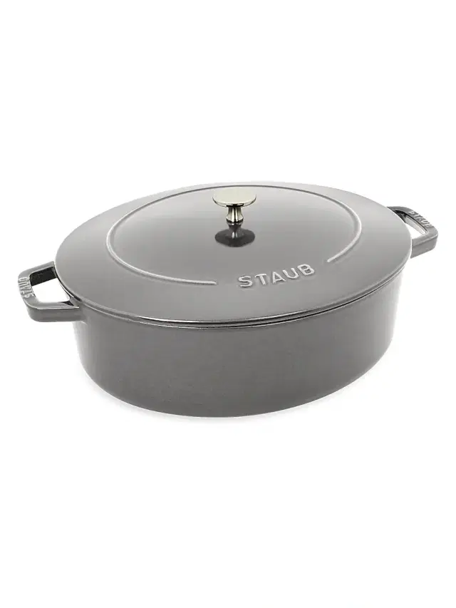 Cast Iron 6.25 Quart Shallow Oval Dutch Oven - White Truffle Cast Iron 6.25 Quart Shallow Oval Dutch Oven - White Truffle