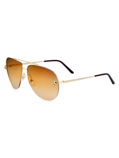 Cartier Women's Panthère De 60MM Aviator Sunglasses - Gold | Thumbnail 2