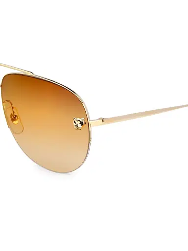 Cartier Women's Panthère De 60MM Aviator Sunglasses - Gold | Thumbnail 3