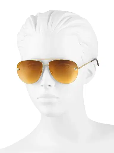 Cartier Women's Panthère De 60MM Aviator Sunglasses - Gold | Thumbnail 4
