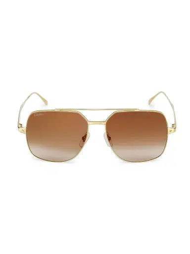 Cartier Women's Santos De 58MM Aviator Sunglasses - Gold | Thumbnail 1