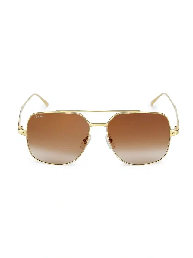 Cartier Women's Santos De  58MM Aviator Sunglasses - Gold