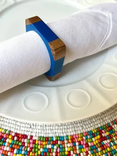 Von Gern Home Quatro Napkin Ring, Set of 4 - Navy | Thumbnail 2