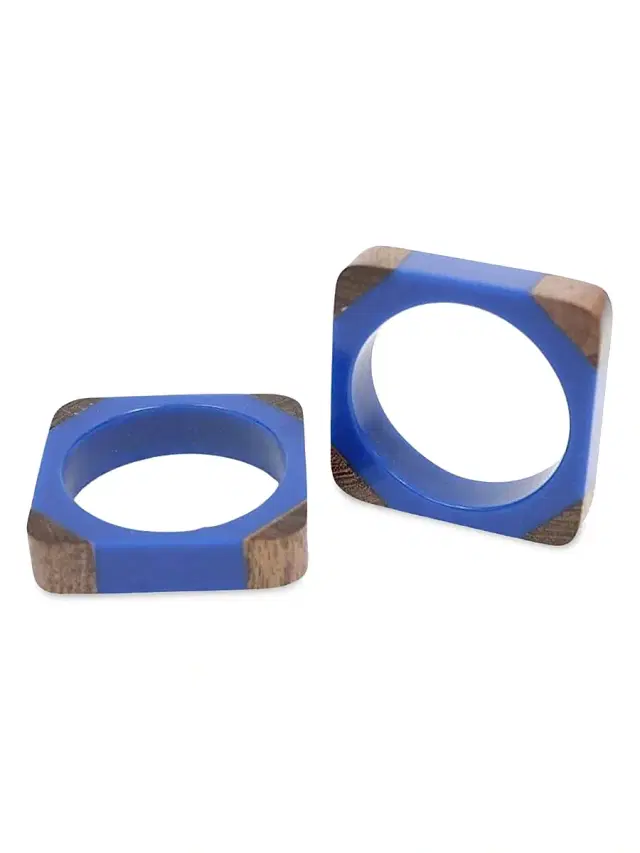 Quatro Napkin Ring, Set of 4 - Navy