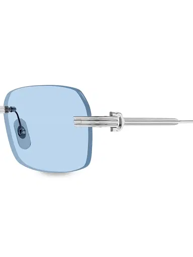 Cartier Men's Core Range 58MM Rectangular Sunglasses - Silver Blue | Thumbnail 3
