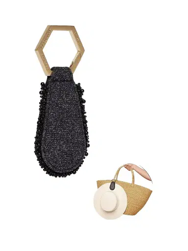 Toptote by Lindsay Albanese Women's The Drop Leather Hat Holder - Black Sparkle | Thumbnail 1 Toptote by Lindsay Albanese Women's The Drop Leather Hat Holder - Black Sparkle | Thumbnail 1