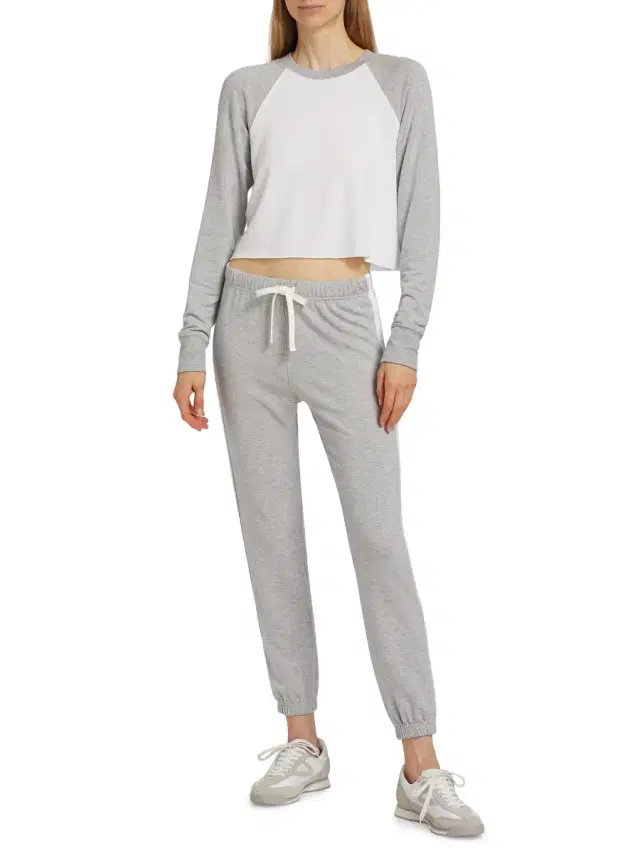 Women's Warm-Up Fleece Crop Sweatshirt - Heather Grey White