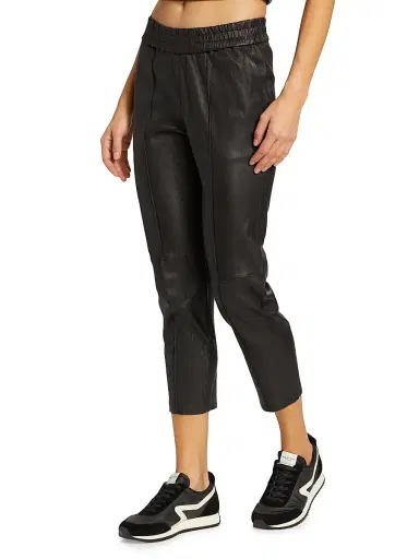 Sprwmn Women's Leather Slim Fit Joggers | Thumbnail 4 Sprwmn Women's Leather Slim Fit Joggers | Thumbnail 4