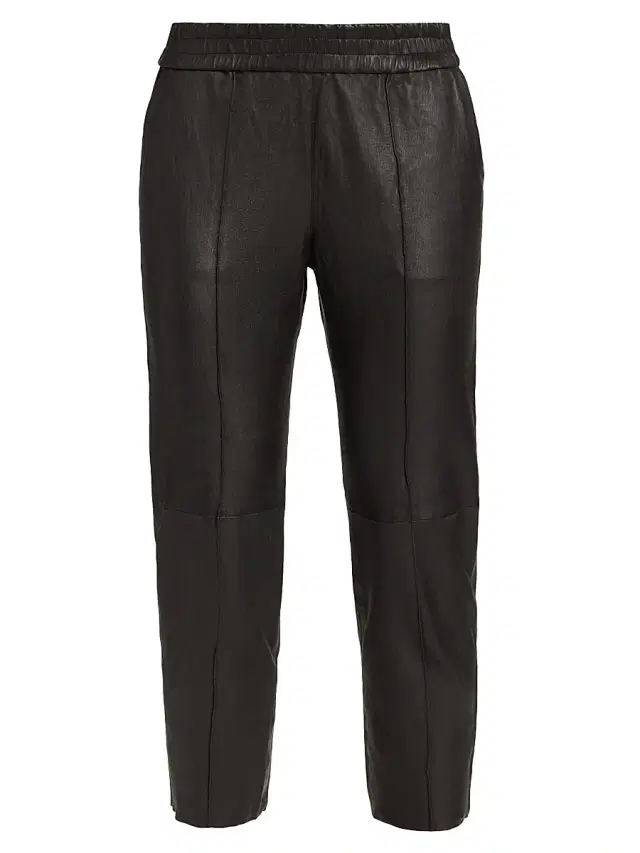 Women's Leather Slim Fit Joggers - Black