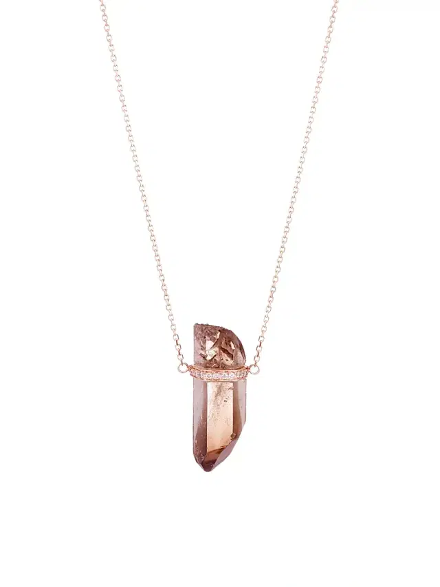 Women's Crystalline 14K Rose Gold, Smoky Quartz & Diamond Pendant Necklace - Rose Gold