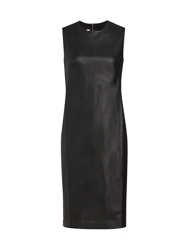 Women's Faux Leather Sheath Dress - Luxe Black