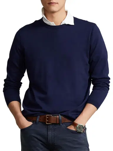 Polo Ralph Lauren Men's Cotton Crewneck Sweater - Blue | Thumbnail 2