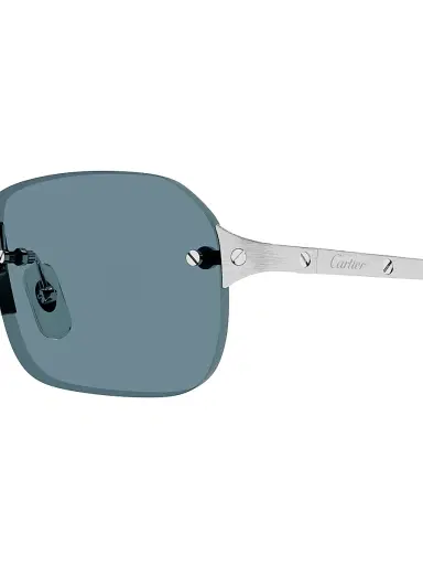 Cartier Men's Santos Classic 56MM Rectangular Sunglasses - Silver Blue | Thumbnail 3 Cartier Men's Santos Classic 56MM Rectangular Sunglasses - Silver Blue | Thumbnail 3