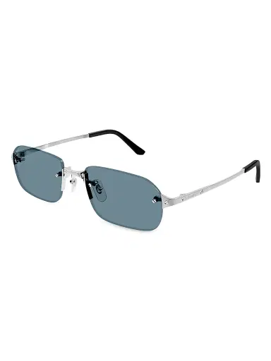 Cartier Men's Santos Classic 56MM Rectangular Sunglasses - Silver Blue | Thumbnail 1 Cartier Men's Santos Classic 56MM Rectangular Sunglasses - Silver Blue | Thumbnail 1