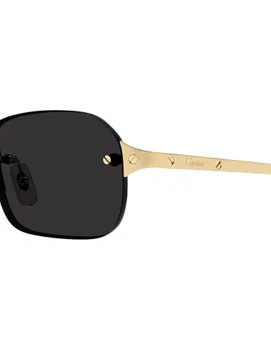 Cartier Men's Santos Classic 56MM Rectangular Sunglasses - Gold Black | Thumbnail 3