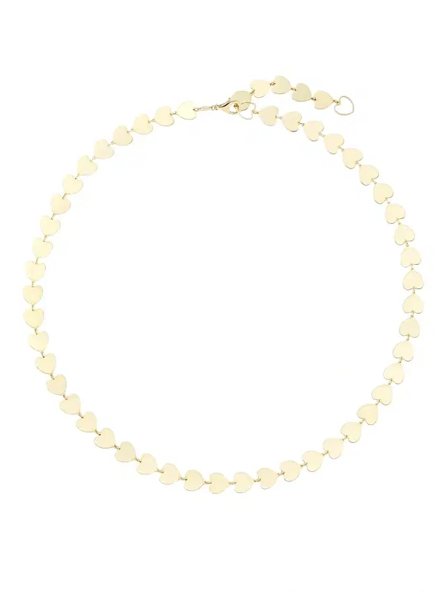 Women's Love 14K Gold Solid Heart Chain Necklace - Yellow Gold
