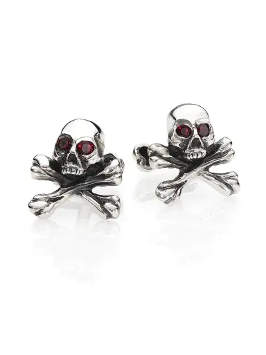 King Baby Studio Men's Skull & Cross Bones Cuff Links - Silver | Thumbnail 1 King Baby Studio Men's Skull & Cross Bones Cuff Links - Silver | Thumbnail 1