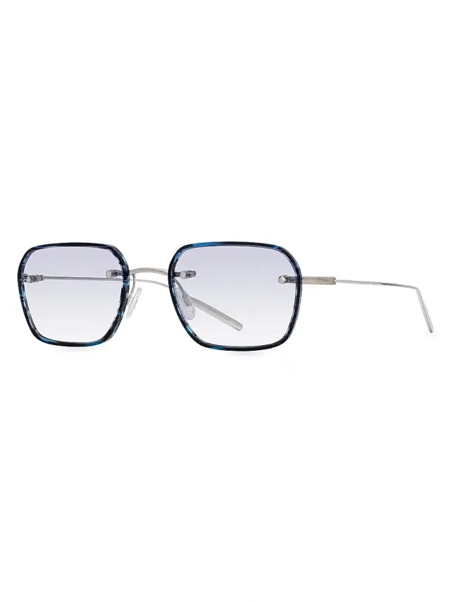 Barton Perreira Men's Rimless Louie 49MM Rectangular Sunglasses - Silver Midnight