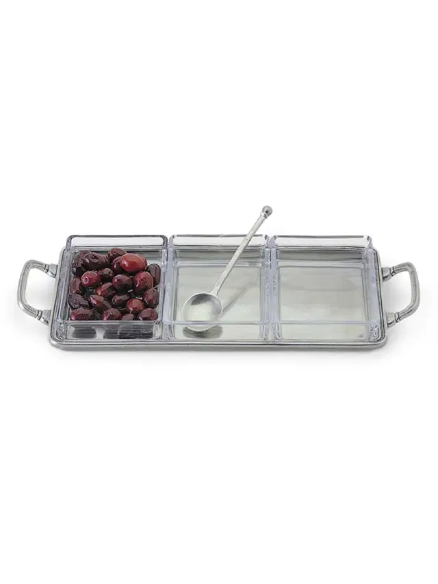 Glass & Pewter Crudite Tray