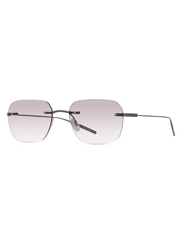 Barton Perreira Men's Rimless Louie 51MM Rectangular Sunglasses - Pewter Smoke