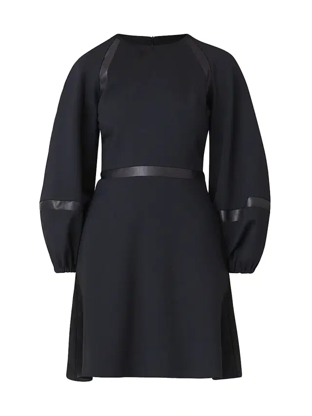 Shoshanna Women's Elsy Vegan Leather-Trim Dress - Ink
