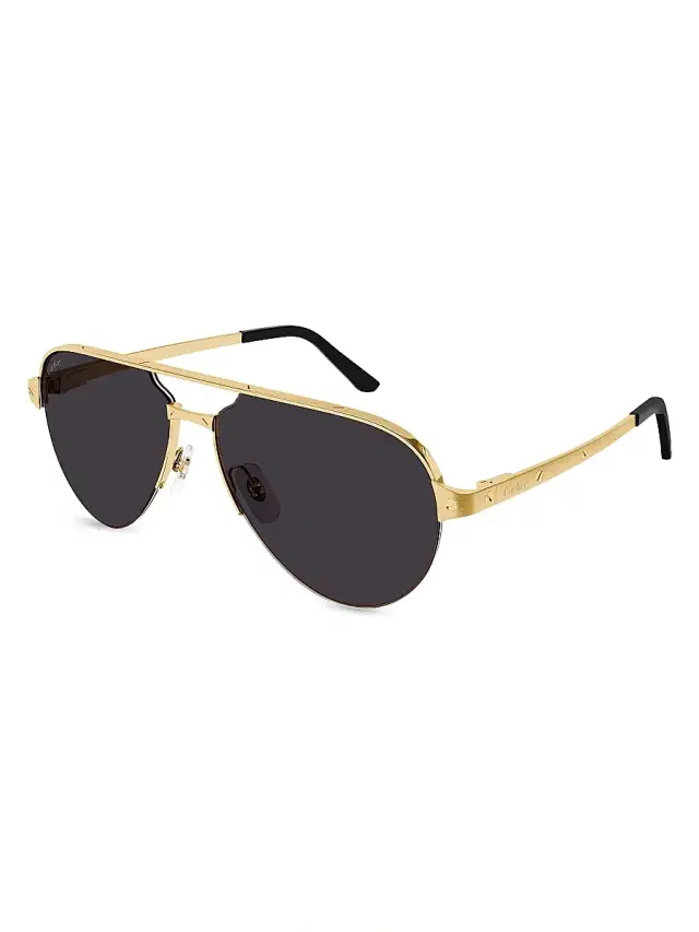 Cartier Men's Santos Evolution 60MM 24K Gold-Plated Navigator Sunglasses - Gold