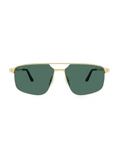 Cartier Men's Santos Evolution 60MM Platinum-Plated Navigator Sunglasses - Gold | Thumbnail 2
