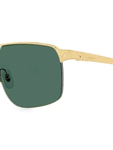 Cartier Men's Santos Evolution 60MM Platinum-Plated Navigator Sunglasses - Gold | Thumbnail 3